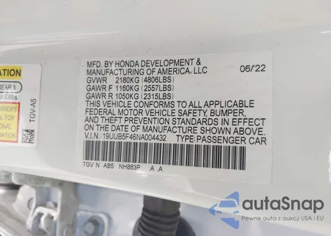 2022 Acura Tlx Technology Package из США, поврежденный, VIN 19UUB5F46NA004432